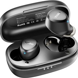 TOZO A1 Mini Wireless Earbuds Bluetooth 5.3 in Ear Light-Weight Headphones Built-in Microphone, Immersive Premium Sound Long Distance Connection Headset with Charging Case, Black